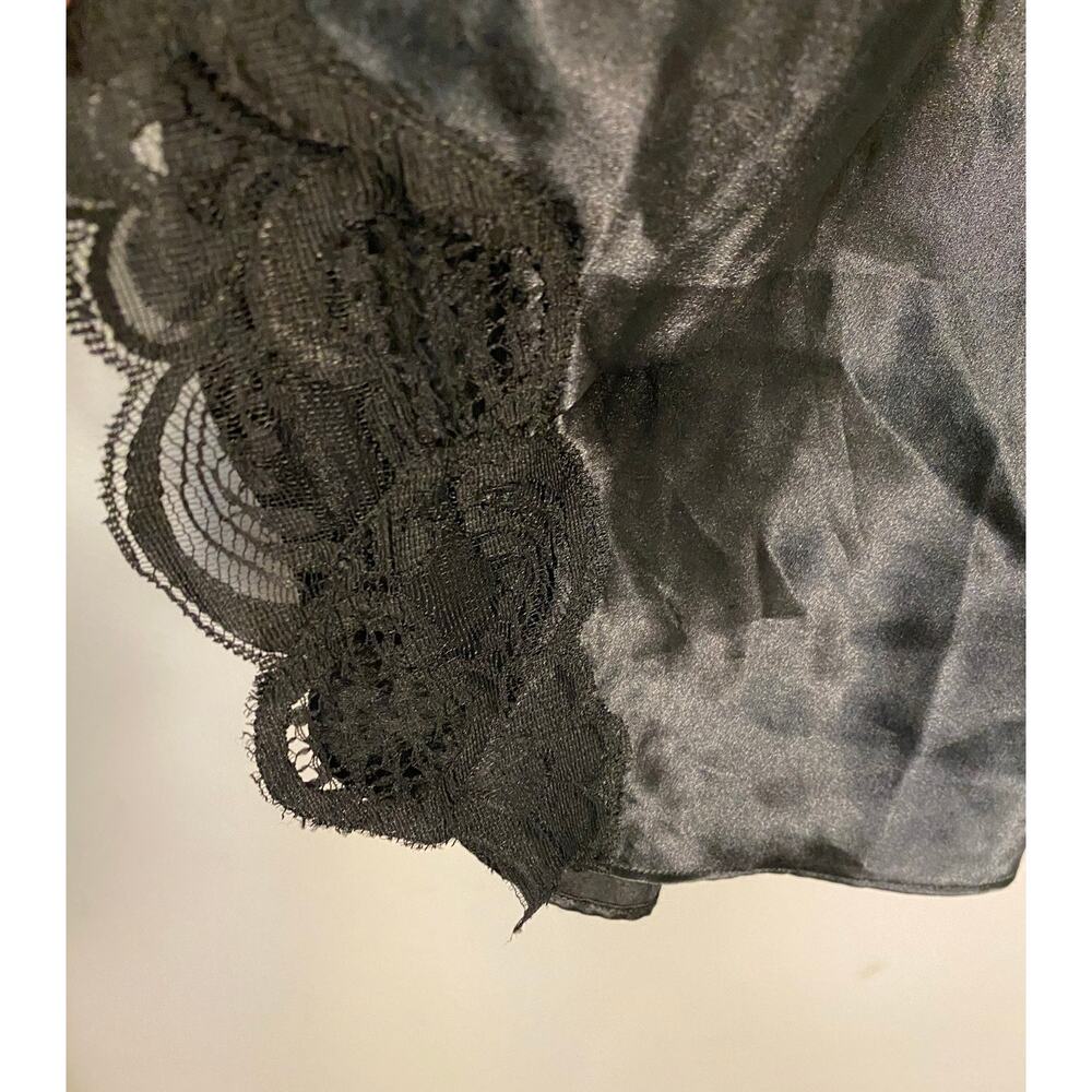 Vintage Victoria Secret Large Slip Black Satin Lace Adjustable Straps Y2K - Picture 5 of 8
